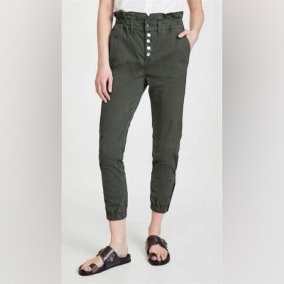 Veronica Beard Pants - Veronica Beard Tedi Tapered High Rise Army Green Paper Bag Pants Twill 6 / 28